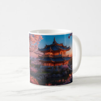 Asian Castle of the Garden Sunset Coffee Mug