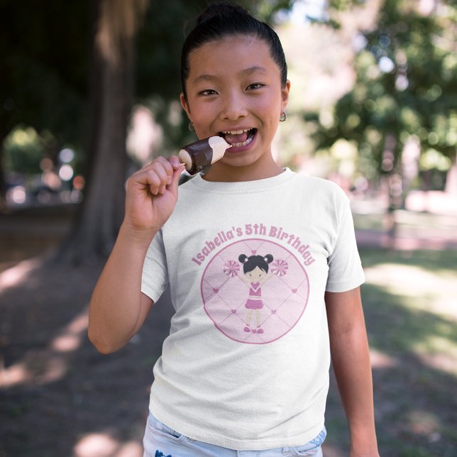 Asian Cheerleader Custom Girls Birthday Party T-Shirt (Creator Uploaded)