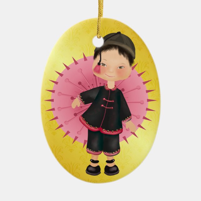 Asian Child - SRF Ceramic Tree Decoration (Front)