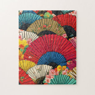 Asian Chinese Fans Blossoms Puzzle