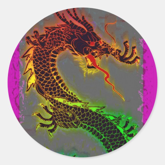 Asian, Chinese,Mythical Dragon, Year of the Dragon Classic Round Sticker (Front)