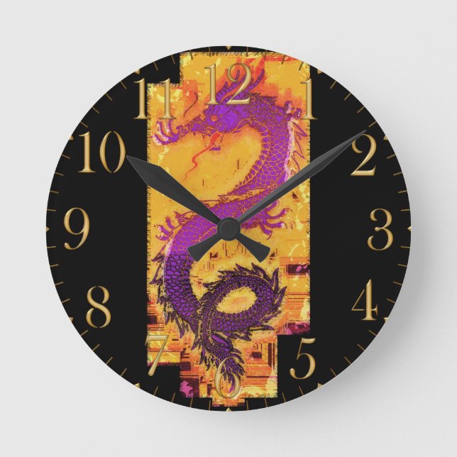 Asian, Chinese,Mythical Dragon, Year of the Dragon Round Clock (Front)