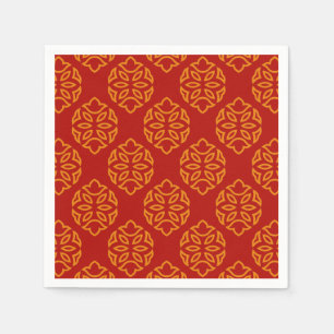 Asian Chinese Seamless Red Gold Pattern Paper Napkin