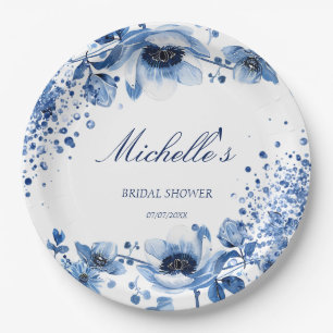 Asian Chinoiserie Light Blue Floral Bridgerton Paper Plate