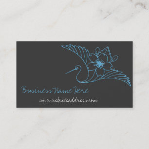 Asian Crane Flower Line Design Business Cards