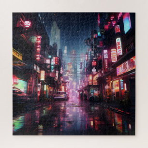 Asian Cyberpunk City Jigsaw Puzzle
