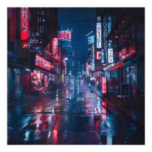 Asian Cyberpunk City Night Photo Print