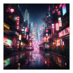 Asian Cyberpunk City Photo Print