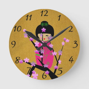 Asian Dolls Round Clock