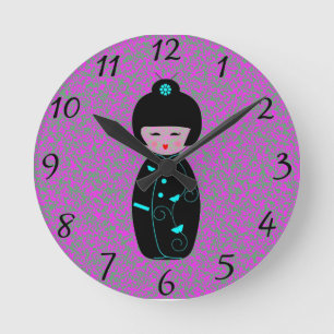 Asian Dolls Round Clock