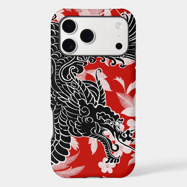 Asian Dragon - Black on Red (Back)
