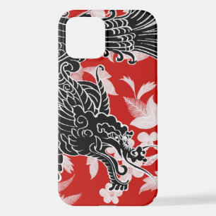 Asian Dragon - Black on Red iPhone 12 Case