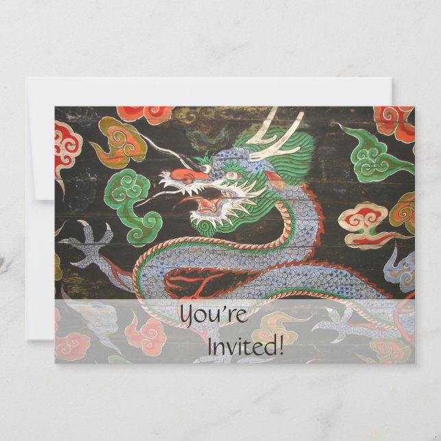 Asian Dragon Bright Colourful | Fantasy Art Invitation (Front)