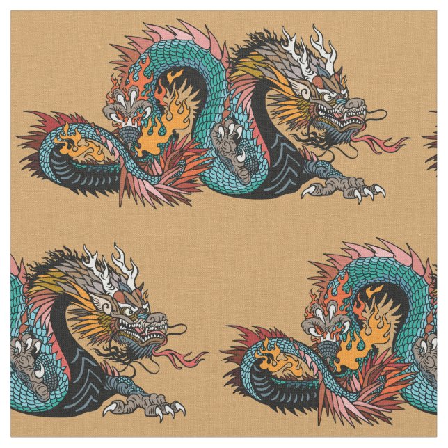 Asian dragon fabric (Close Up)