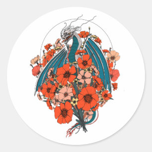 Asian Dragon Logo Classic Round Sticker