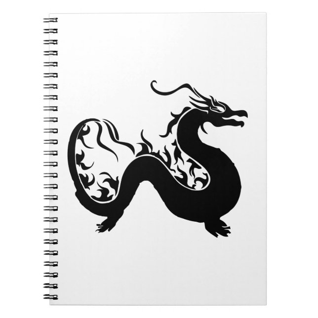 Asian Dragon Silhouette Spiral Notebook (Front)