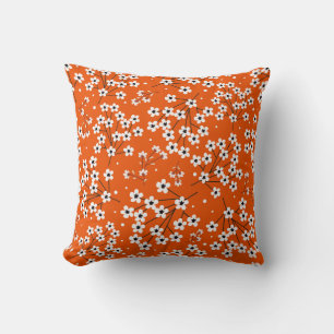 Asian Elegance: Red Floral Seamless Print Cushion