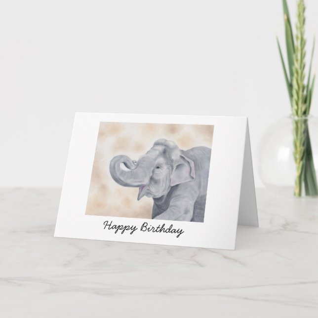 Asian Elephant Birthday Card (Front)