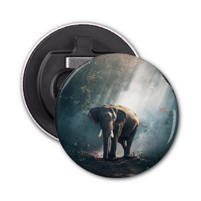 Asian Elephant in a Sunlit Forest Clearing Bottle Opener (Front)