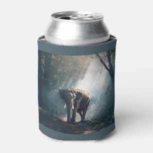 Asian Elephant in a Sunlit Forest Clearing Can Cooler