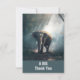 Asian Elephant in a Sunlit Forest Thank You Card