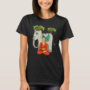 Asian Elephant Palm Trees Zen Buddhist Spiritual Y T-Shirt