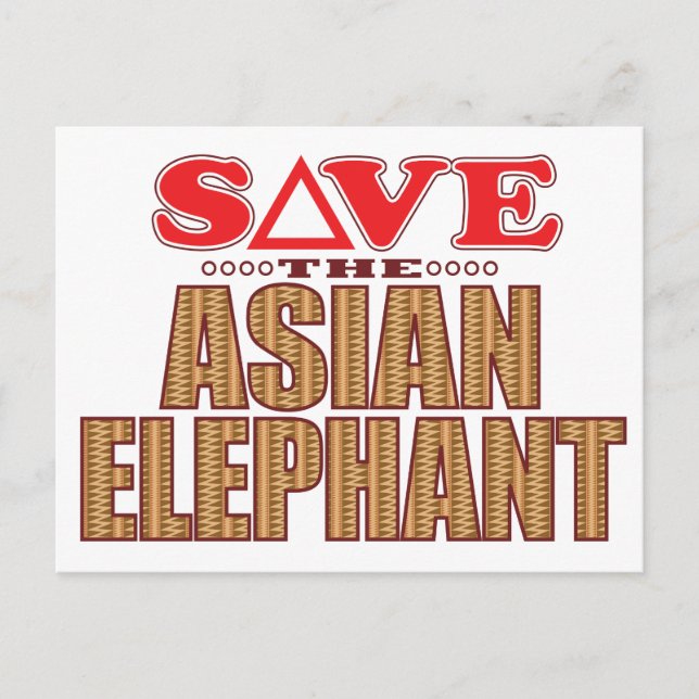 Asian Elephant Save Postcard (Front)