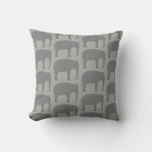 Asian Elephant Silhouettes Pattern Cushion