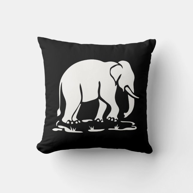 Asian Elephants Ahead Thai Elephant Trekking Sign Cushion (Front)