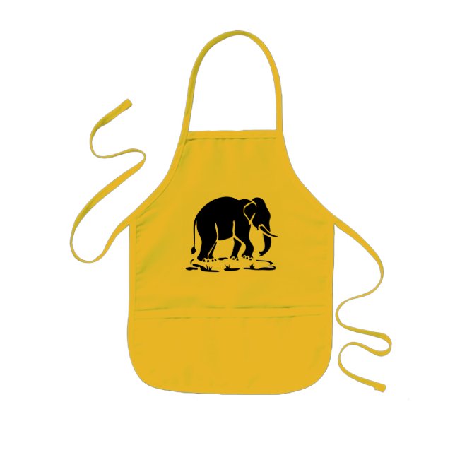 Asian Elephants Ahead Thai Elephant Trekking Sign Kids Apron (Front)