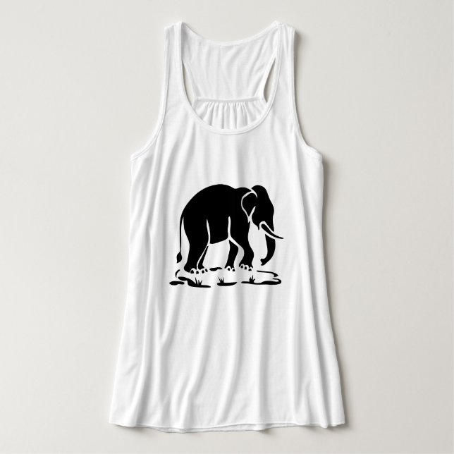 Asian Elephants Ahead Thai Elephant Trekking Sign Singlet (Design Front)