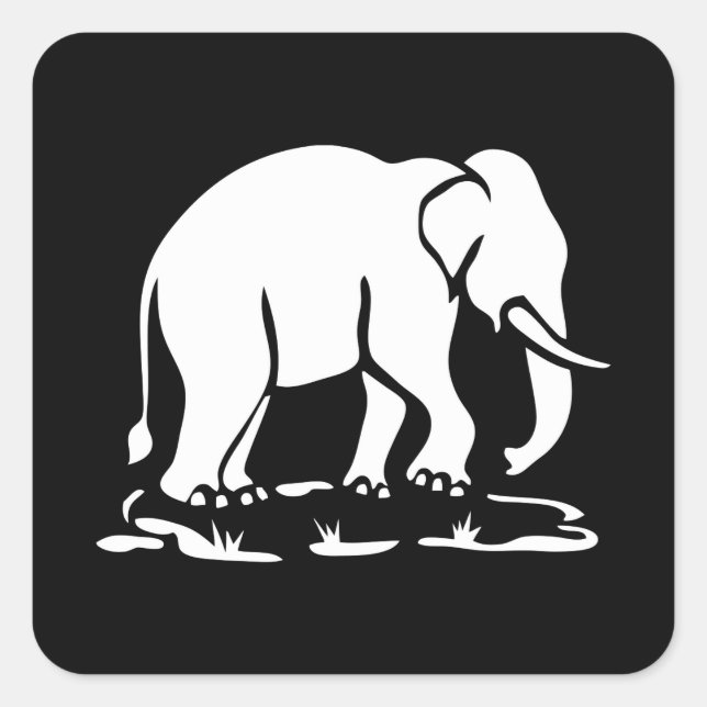 Asian Elephants Ahead Thai Elephant Trekking Sign Square Sticker (Front)
