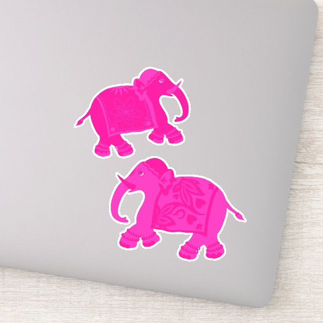 Asian Elephants Set of 2 Pink (Detail)