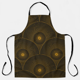 Asian feathers: gold-black seamless. apron