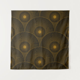 Asian feathers: gold-black seamless. tapestry