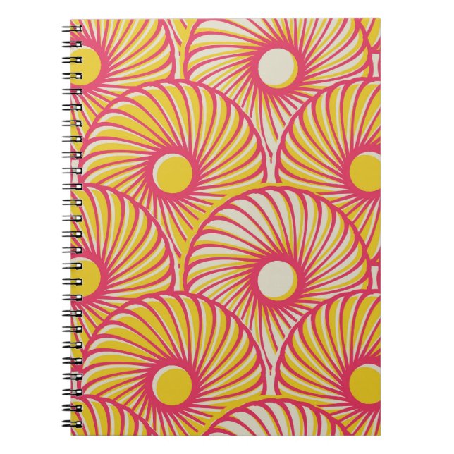 Asian feathers, orange-red scales, seamless. notebook (Front)