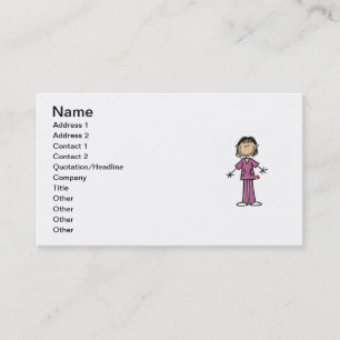 Asian Female Stick Figure Nurse Business Card