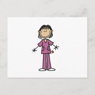 Asian Female Stick Figure Nurse Postcard