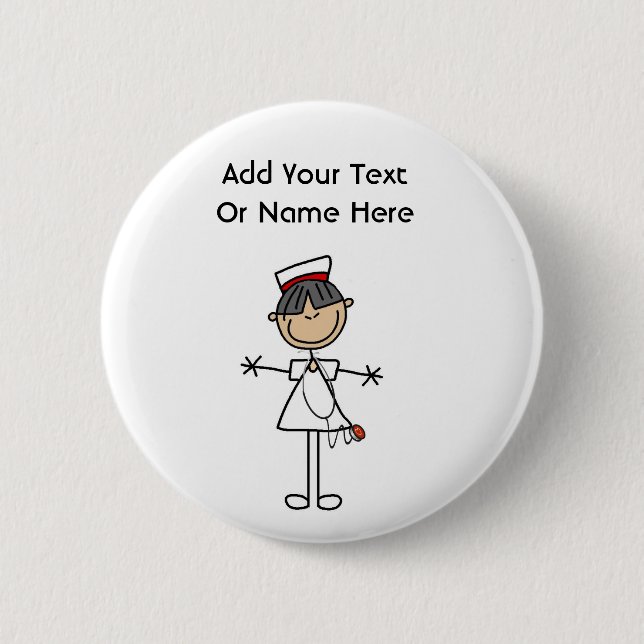 Asian Female Stick Figure Nurse T-shirts and Gifts 6 Cm Round Badge (Front)