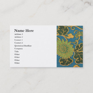 Asian Floral Blue Cloth Business Card