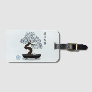 Asian floral bonsai blossom tree graphic design luggage tag