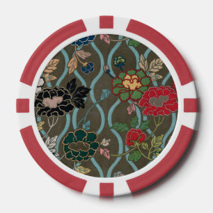 Asian Flower Fan Pattern Poker Chips