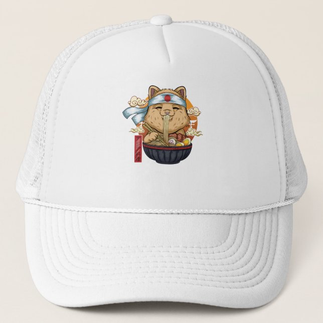 Asian Food Cat Trucker Hat (Front)