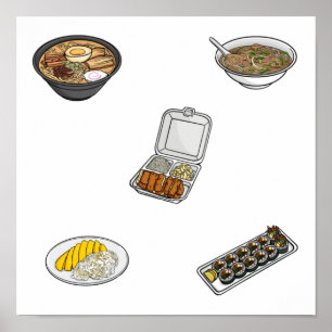 Asian food collection poster