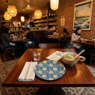 Asian Food Illustration Paper Plates with Ramen