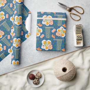 Asian Food Illustration Wrapping Paper with Ramen