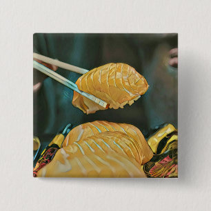 Asian food sushi lover 15 cm square badge