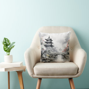 Asian Garden Traditional Ink Cushion