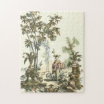Asian Garden with Woman and Animals Jigsaw Puzzle<br><div class="desc">A lovely Asian style garden filled with various animals and monitored by a watchful woman. The scene conjures thoughts of the Garden of Eden,  complete with a snake slithering in the foreground. A perfect gift for the worldly,  well-travelled person in your life!</div>