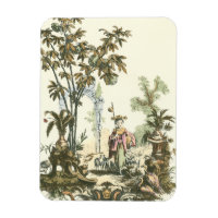 Asian Garden with Woman and Animals